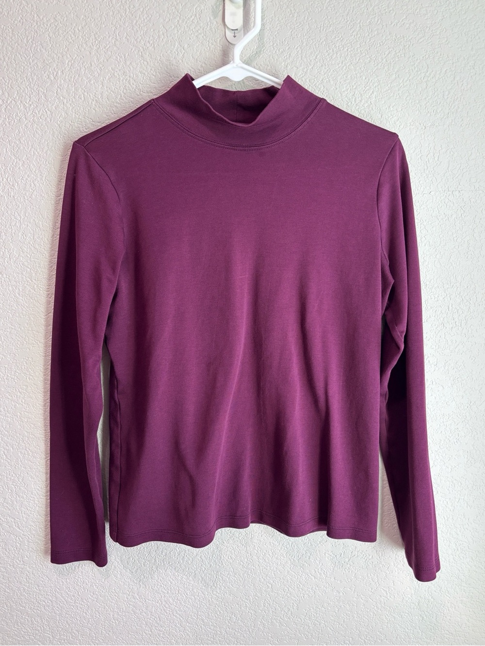 LL Bean Supima Cotton Purple Mock Turtleneck Long Sleeve Shirt Women’s Medium